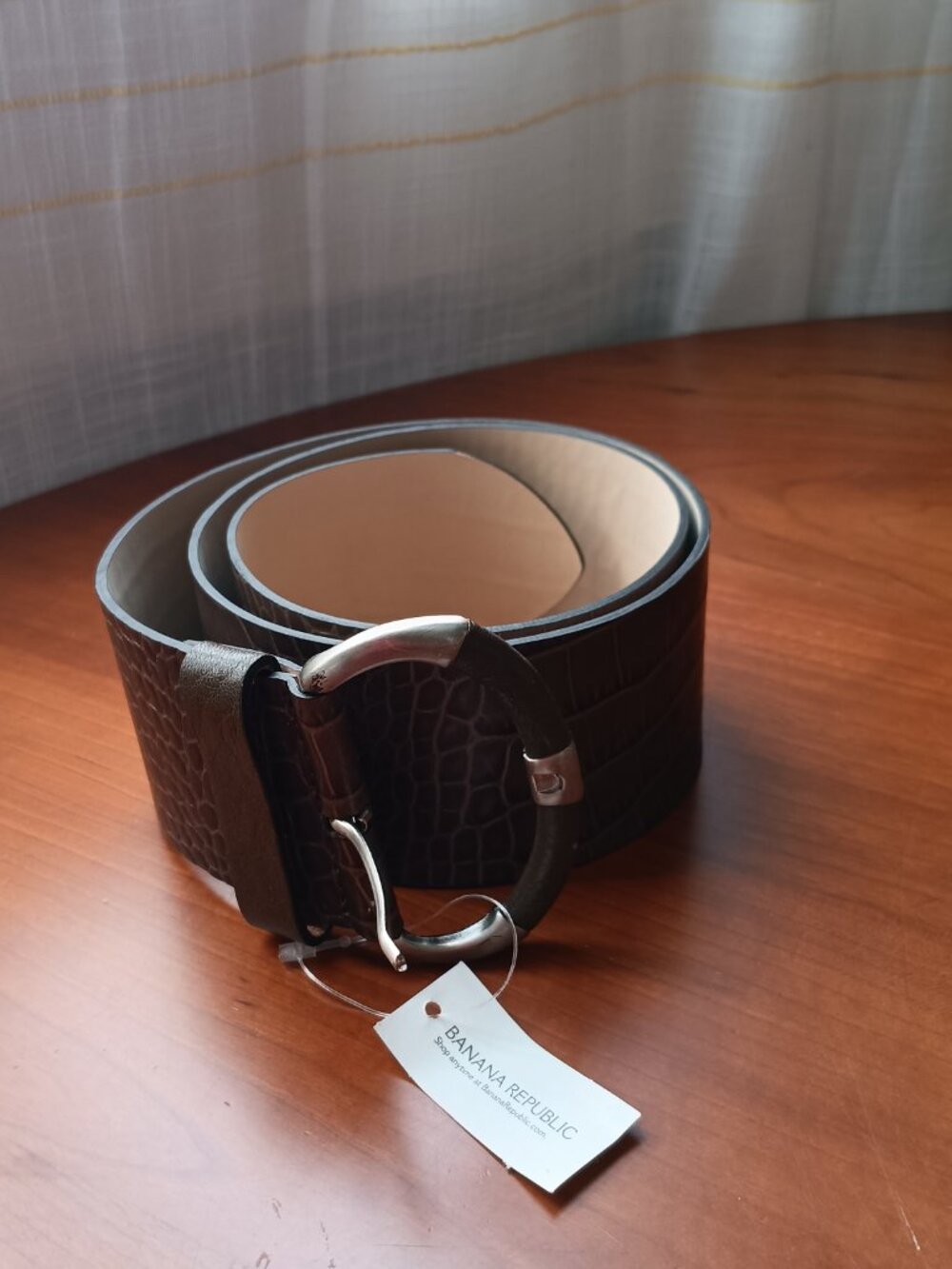 NWT Banana Republic Taupe Brown Croc Embossed Leather Made in Italy Belt Size M